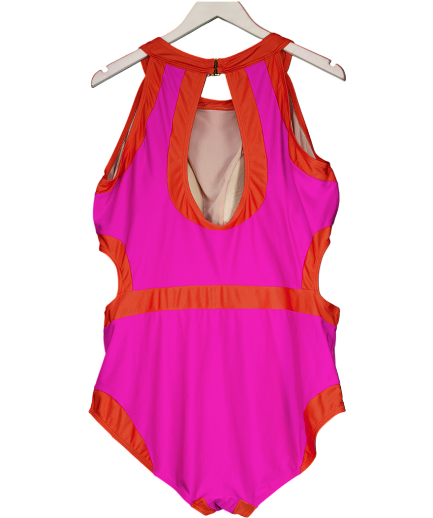 monif c Orange Pink Curve Swimsuit Cut Out UK 20