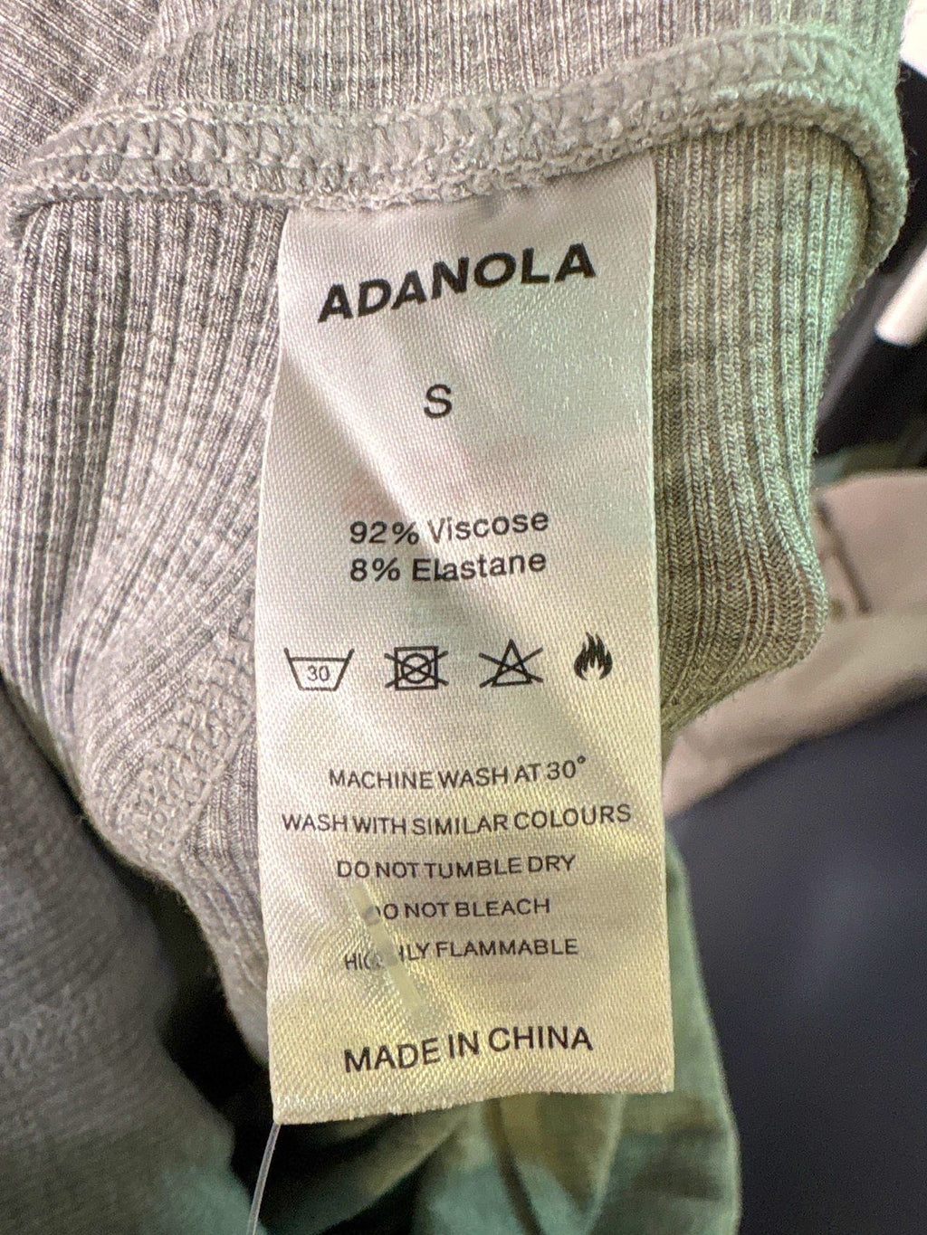 Adanola Grey Ribbed Wide Leg Trousers UK S