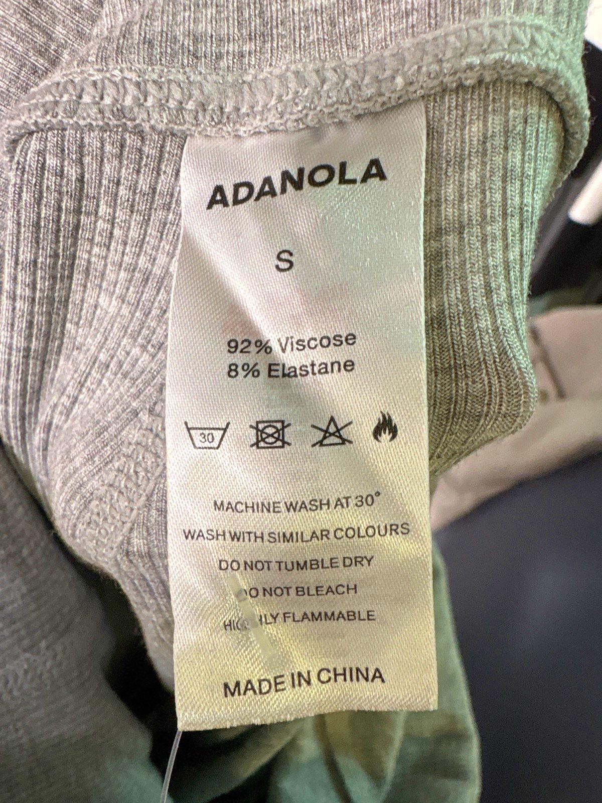 Adanola Grey Ribbed Wide Leg Trousers UK S