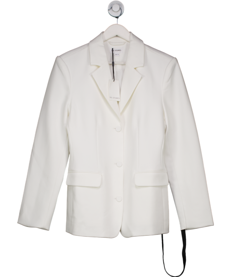 Six Stories White Tailored Blazer UK 10