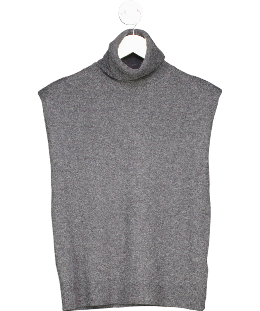 The Frankie Shop Grey 100% Merino Nadia Thin Padded Sleeveless Turtleneck - Charcoal UK S