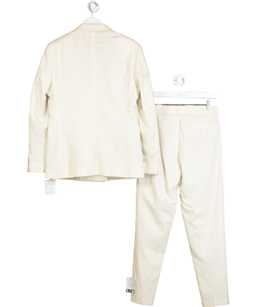 ASOS Cream Linen Double Breasted Suit Jacket 38" And Tapered Trousers W30