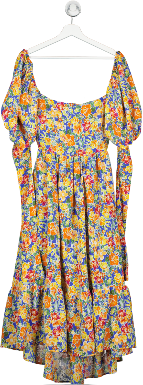 In The Style Multicoloured Off The Shoulder Open Back Floral Maxi Dress UK 10