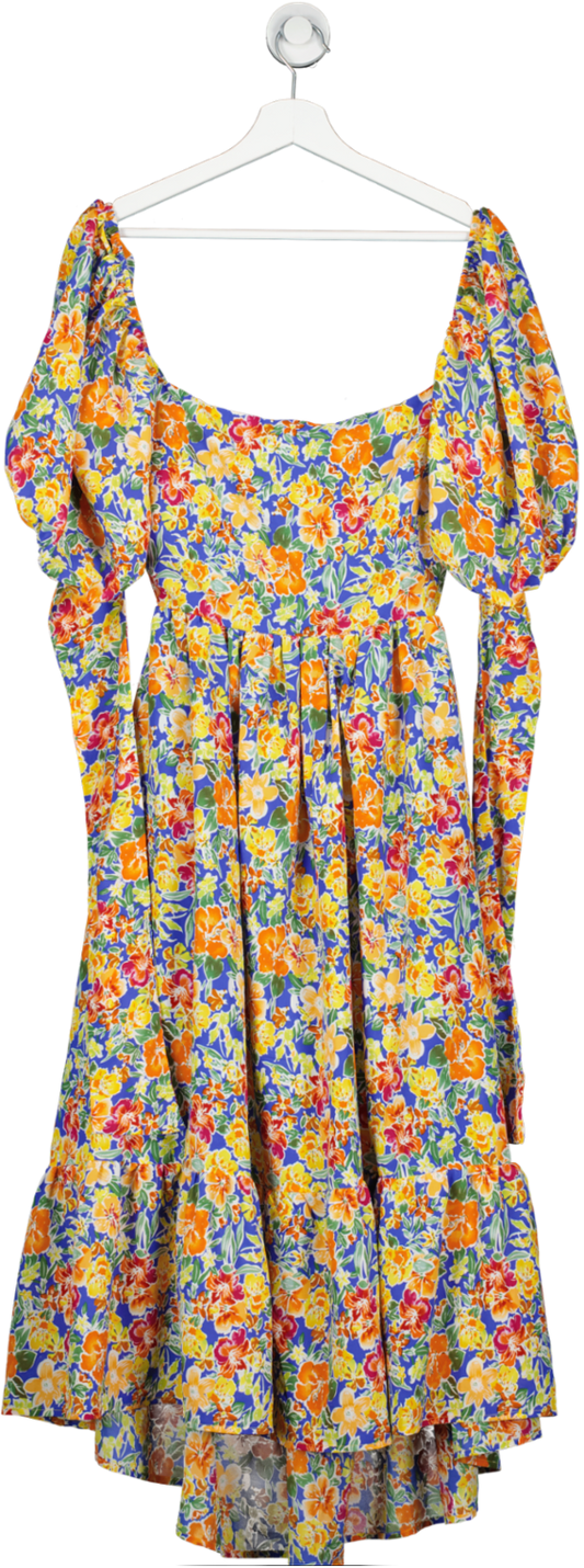In The Style Multicoloured Off The Shoulder Open Back Floral Maxi Dress UK 10