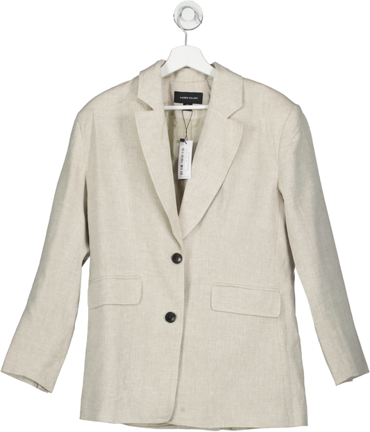 Karen Millen Grey Linen Single Breasted Tailored Jacket UK 8