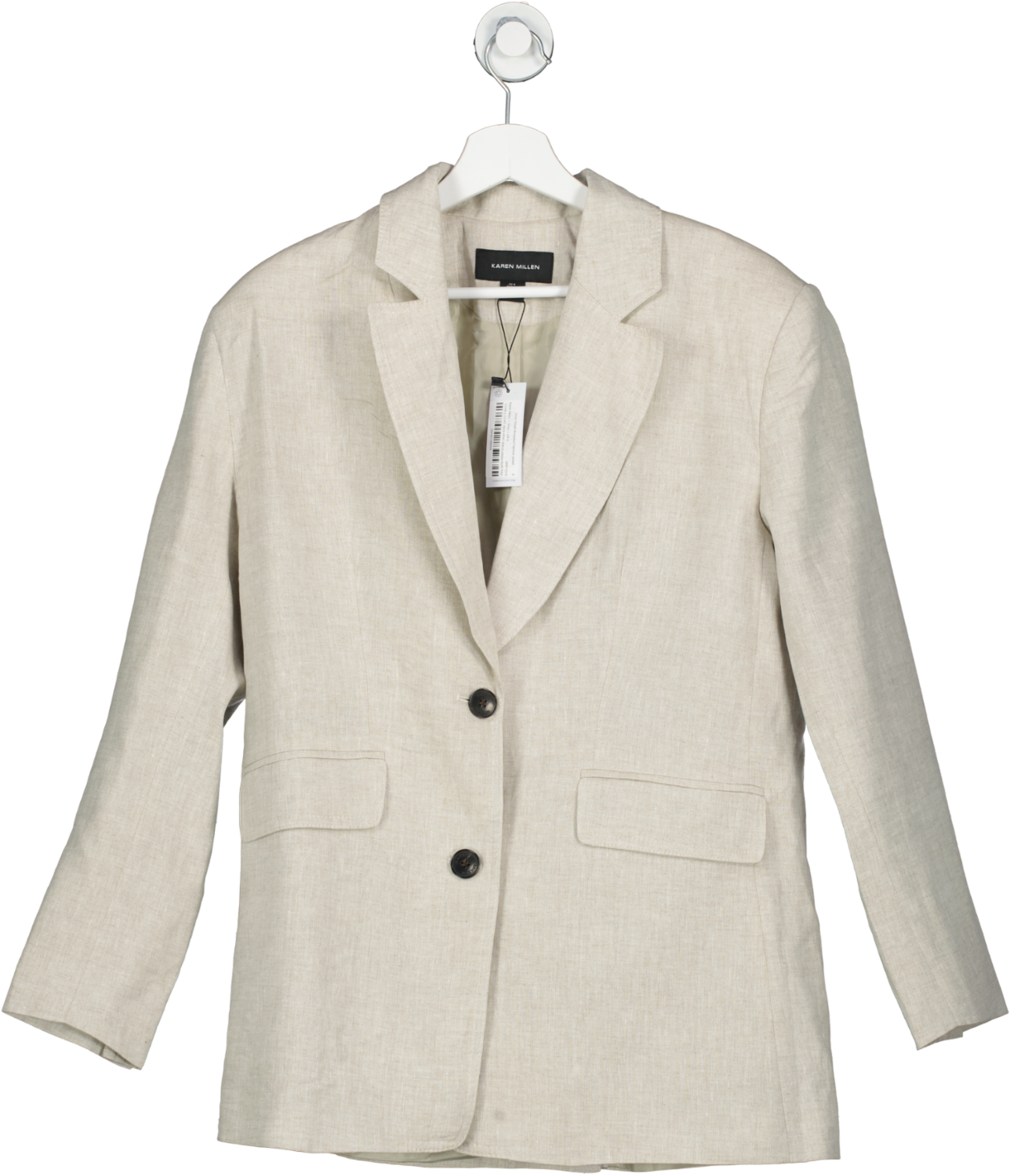 Karen Millen Grey Linen Single Breasted Tailored Jacket UK 8