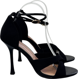 River Island Black Cross Over Strap Heeled Sandals UK 6 EU 39