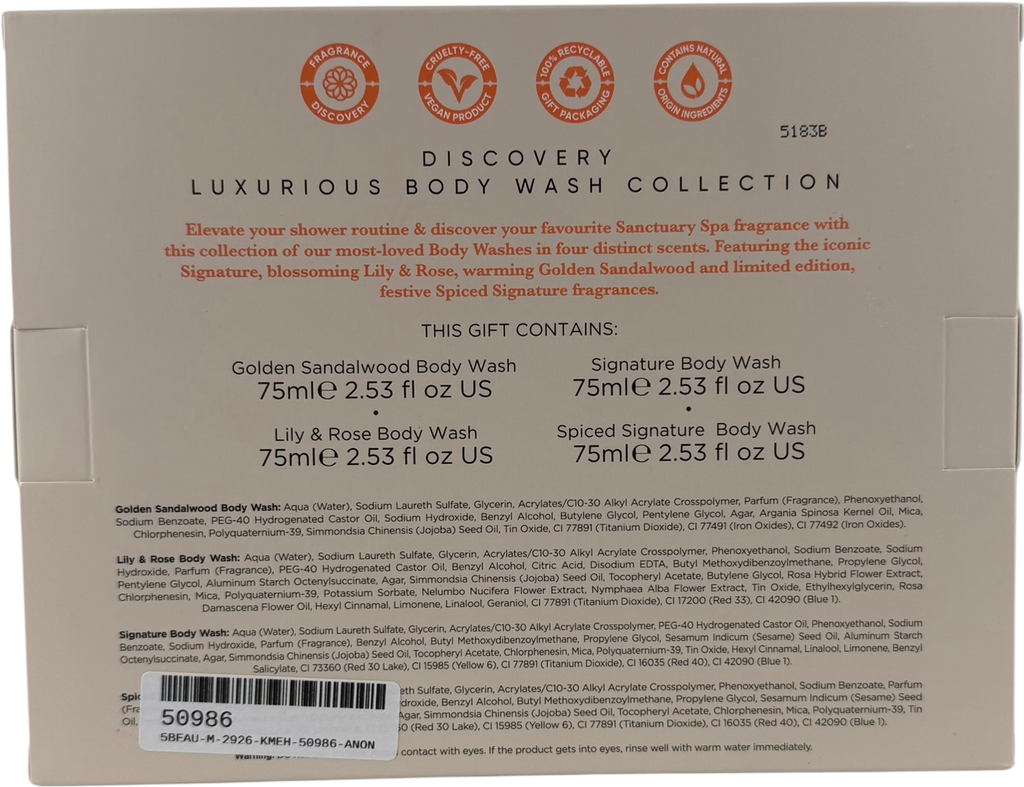 Sanctuary Discovery Luxurious Body Wash Collection One Size