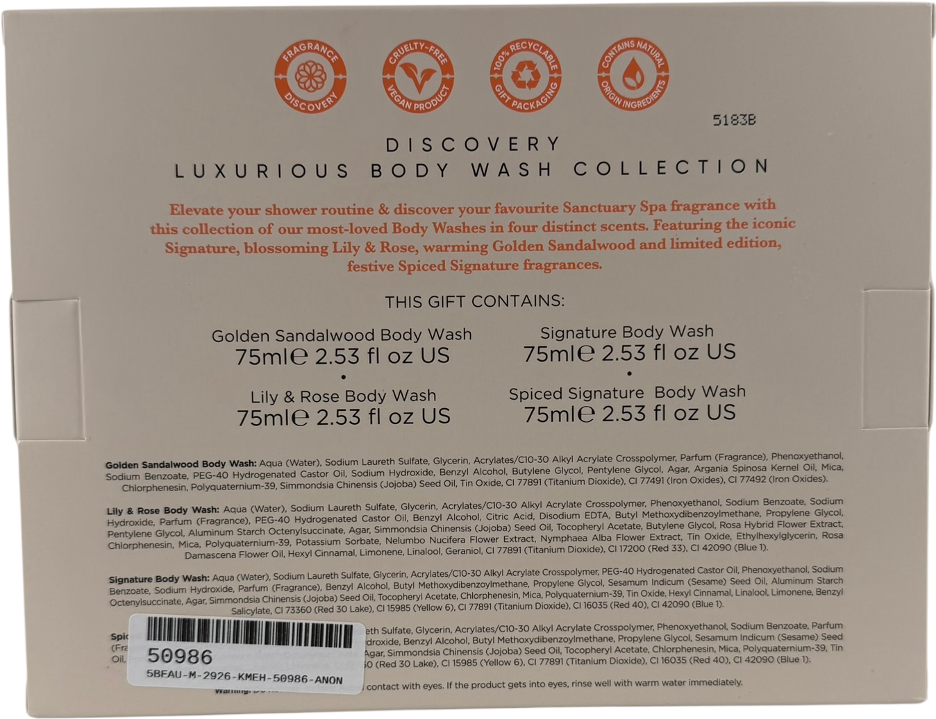 Sanctuary Discovery Luxurious Body Wash Collection One Size