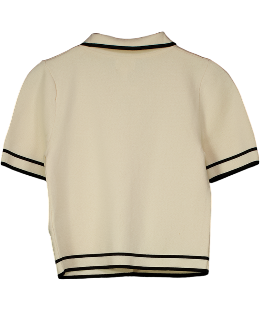 H&M Cream Fine-knit Collared Cardigan UK S