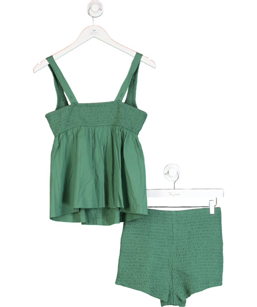 Free People Green Ruched Button Detail Co-ord Set UK S