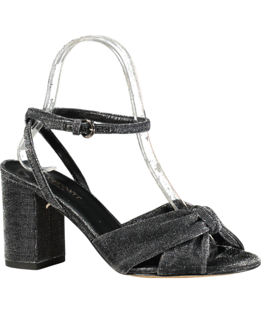 LK Bennett Black Eliana Pewter Knotted Round Heel Formal Sandals UK 3 EU 36 👠