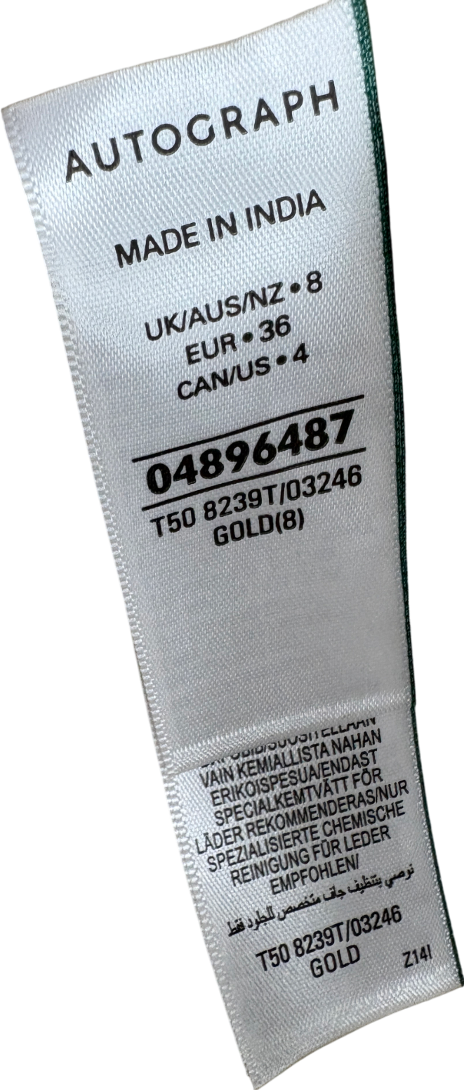 Autograph Metallic Gold Leather Mini Skirt UK 8