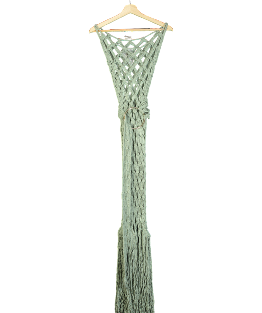 Normaillot Green Open Knit Belted Beach Cover Dress UK XS/S