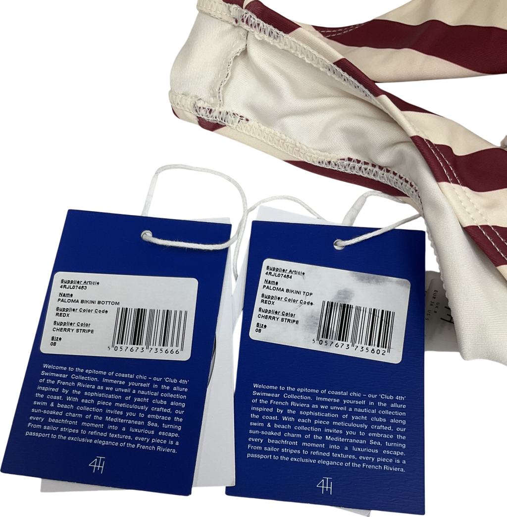 4th & Reckless Red And White Stripe Bikini Set - Paloma UK 8