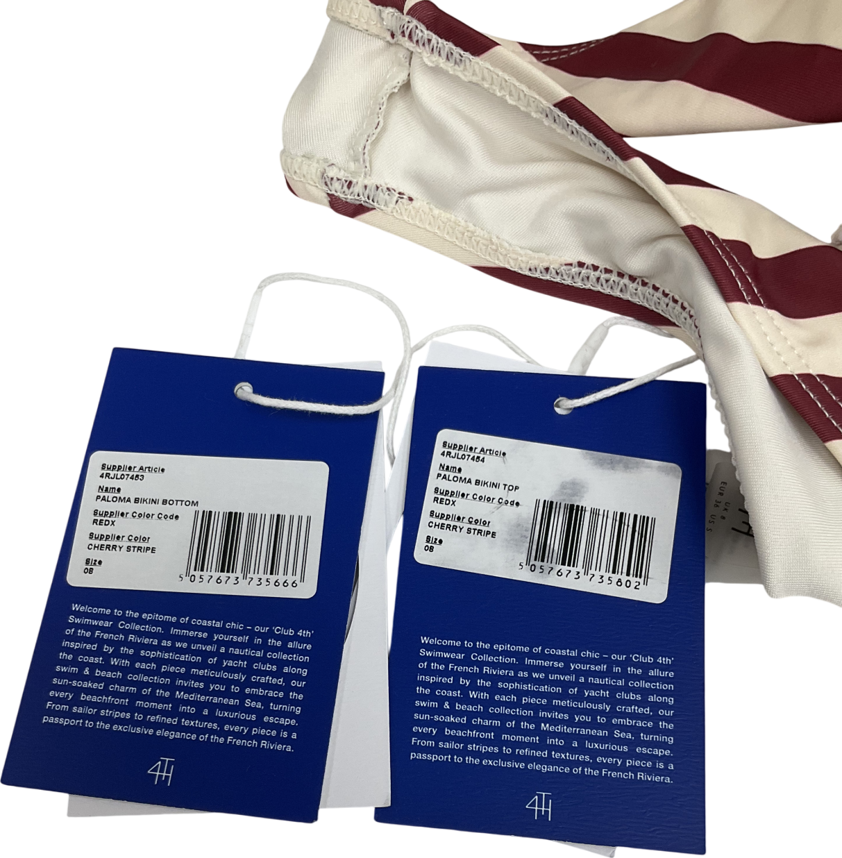 4th & Reckless Red And White Stripe Bikini Set - Paloma UK 8