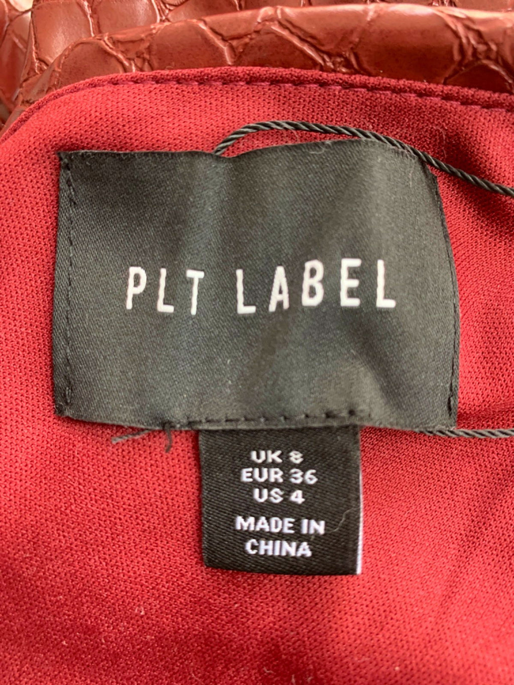 PLT Label Burgundy One Shoulder Faux Leather Dress UK 8