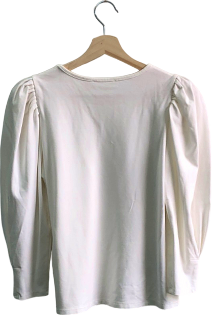 MNG White Puff Sleeve Top S