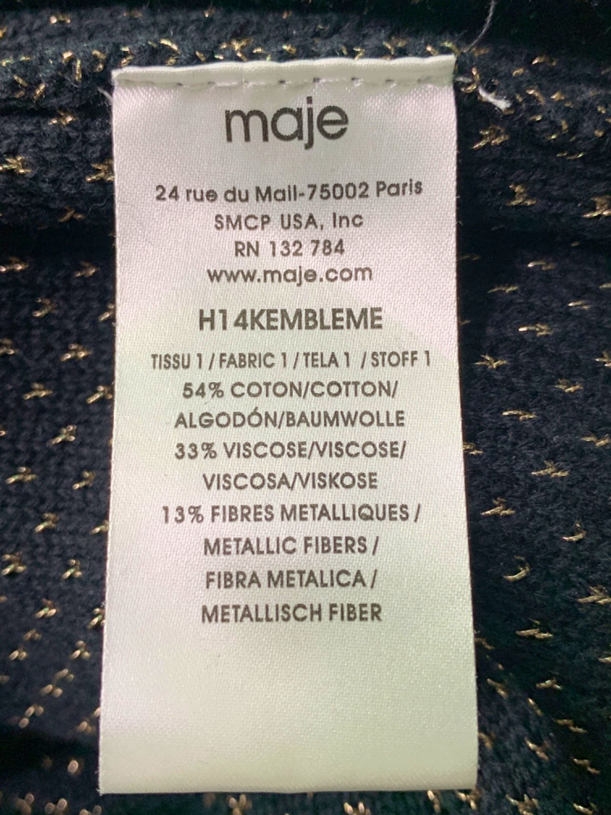 Maje Brown Metallic Knit Jumper Sz2 UK 10