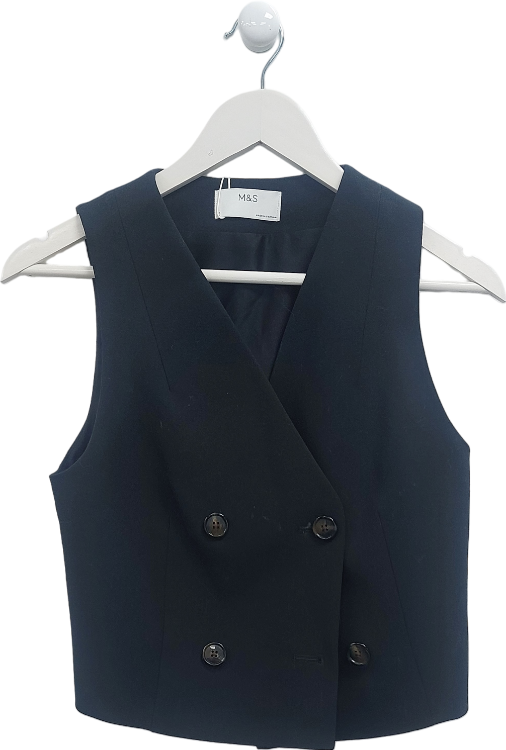 M&S Black Tailored Waistcoat UK 8