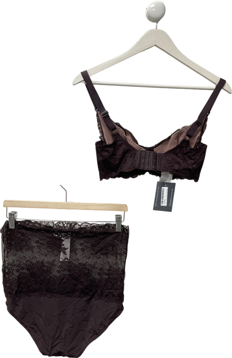 Seraphine Wired Lace Nursing Black Bra & Over Bump Lace Maternity Brief UK 32D