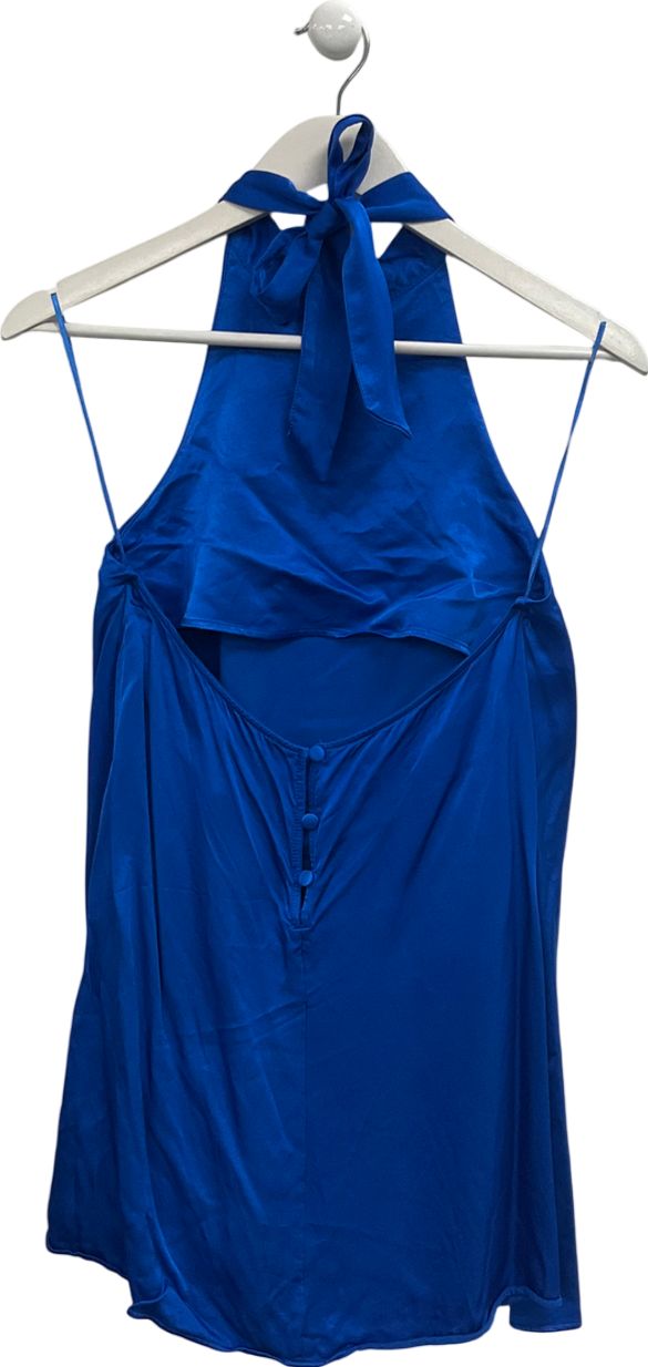 ZARA Blue Satin Halterneck Mini Dress UK S