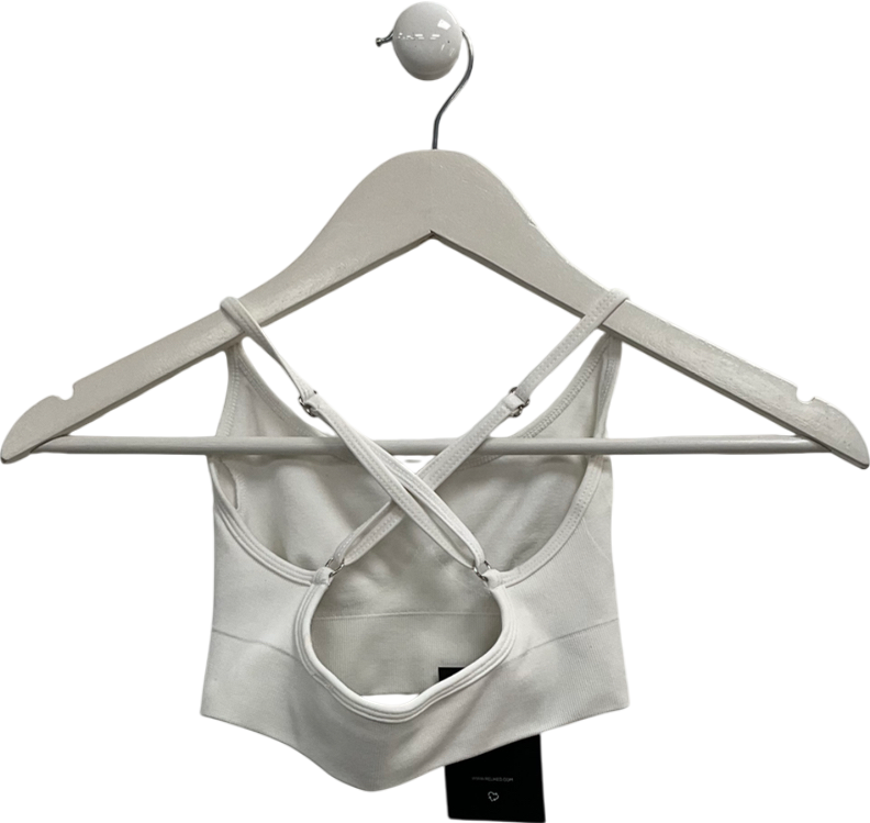 Bo + Tee White Cross Back Crop Top UK XXS