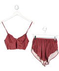 Oh Polly Red Satin Leopard Print Cami And Short Pyjama Set UK 6
