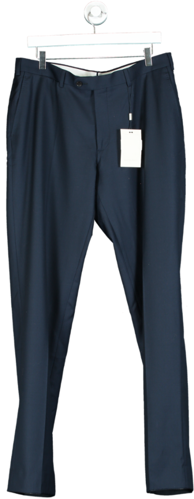 SuitSupply Blue Navy Slim Leg Straight Suit Trousers UK XL W38