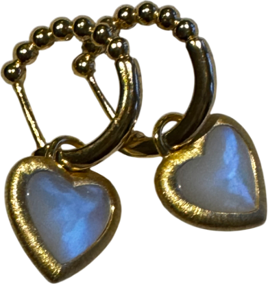 GINGIBERI Yellow Gold Vermeil  & White Mother Of Pearl  Heart Hoop Earrings