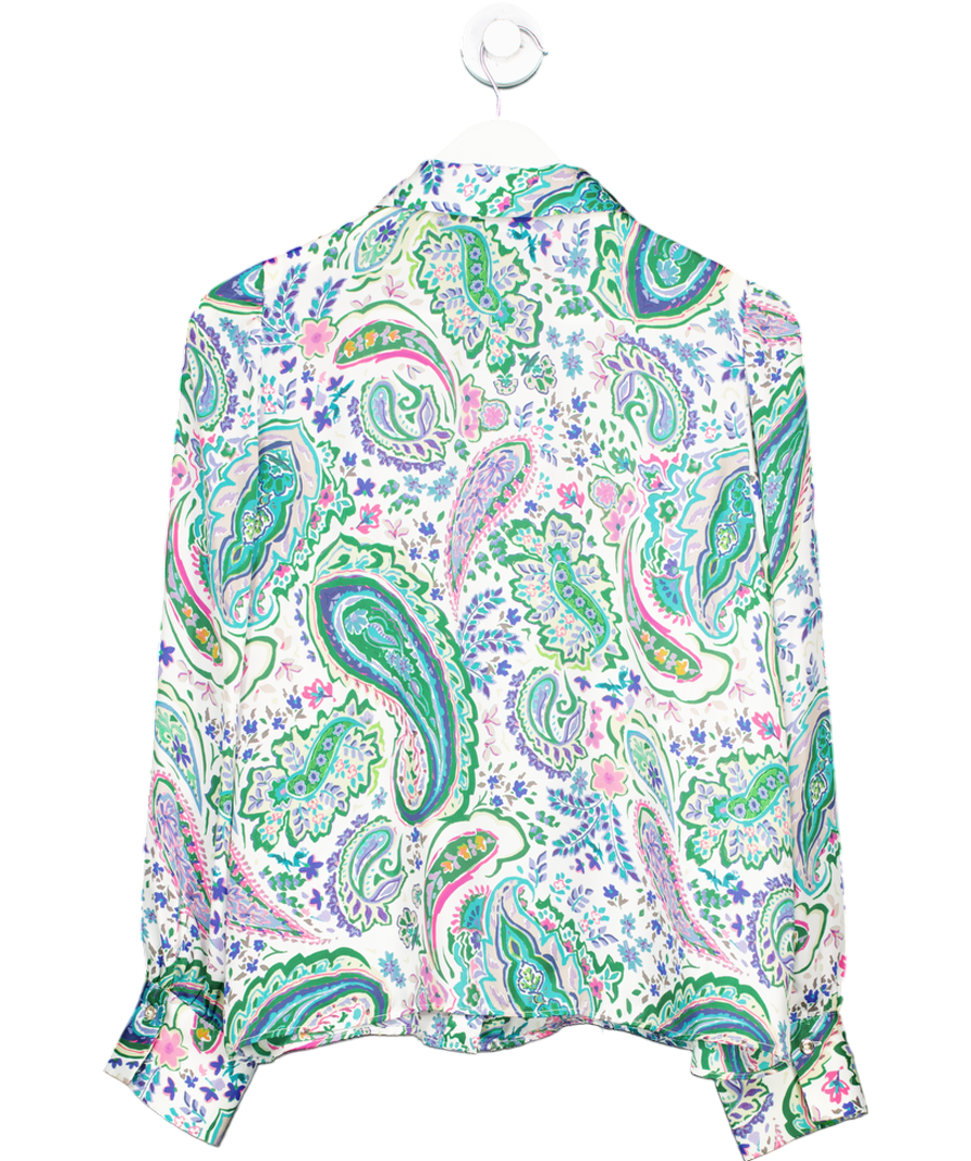 ZARA Green Paisley Satin Blouse UK XL