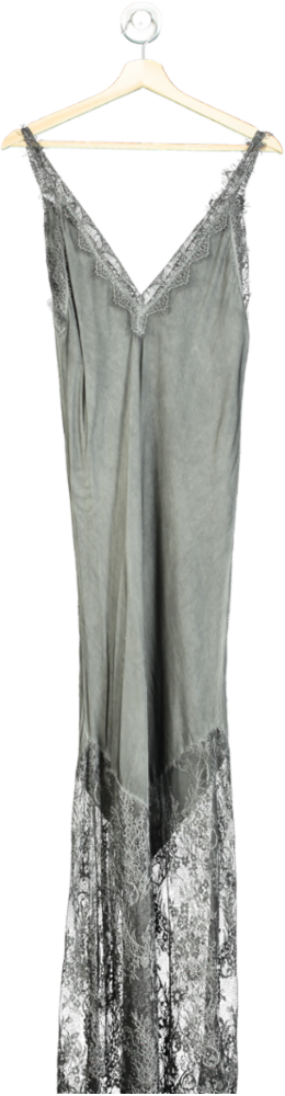 Grey Lace Trim Slip Dress One Size