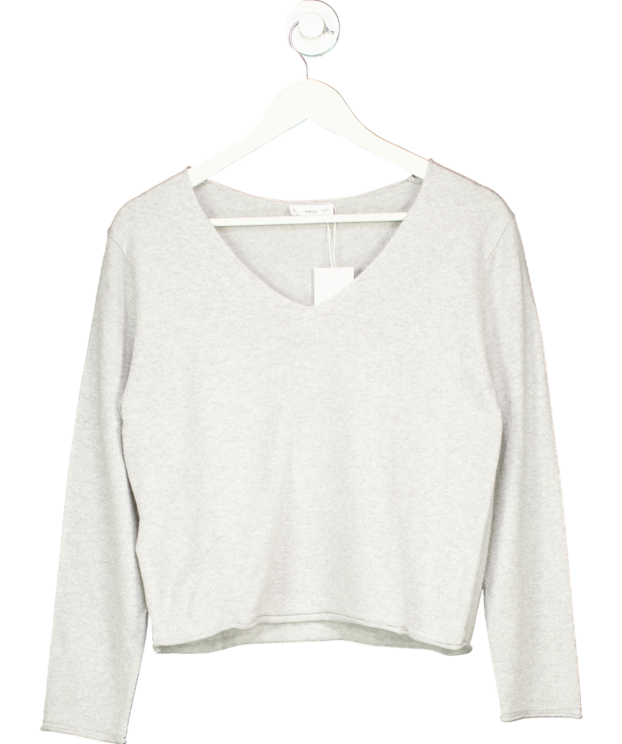 MANGO Grey V-neck Sweater UK S