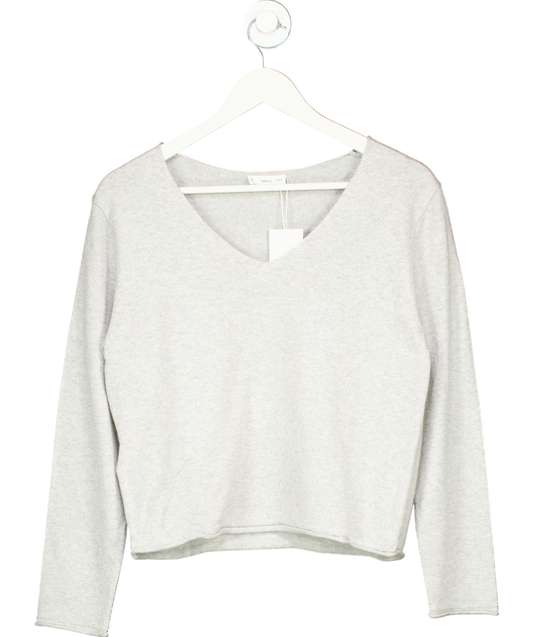 MANGO Grey V-neck Sweater UK S