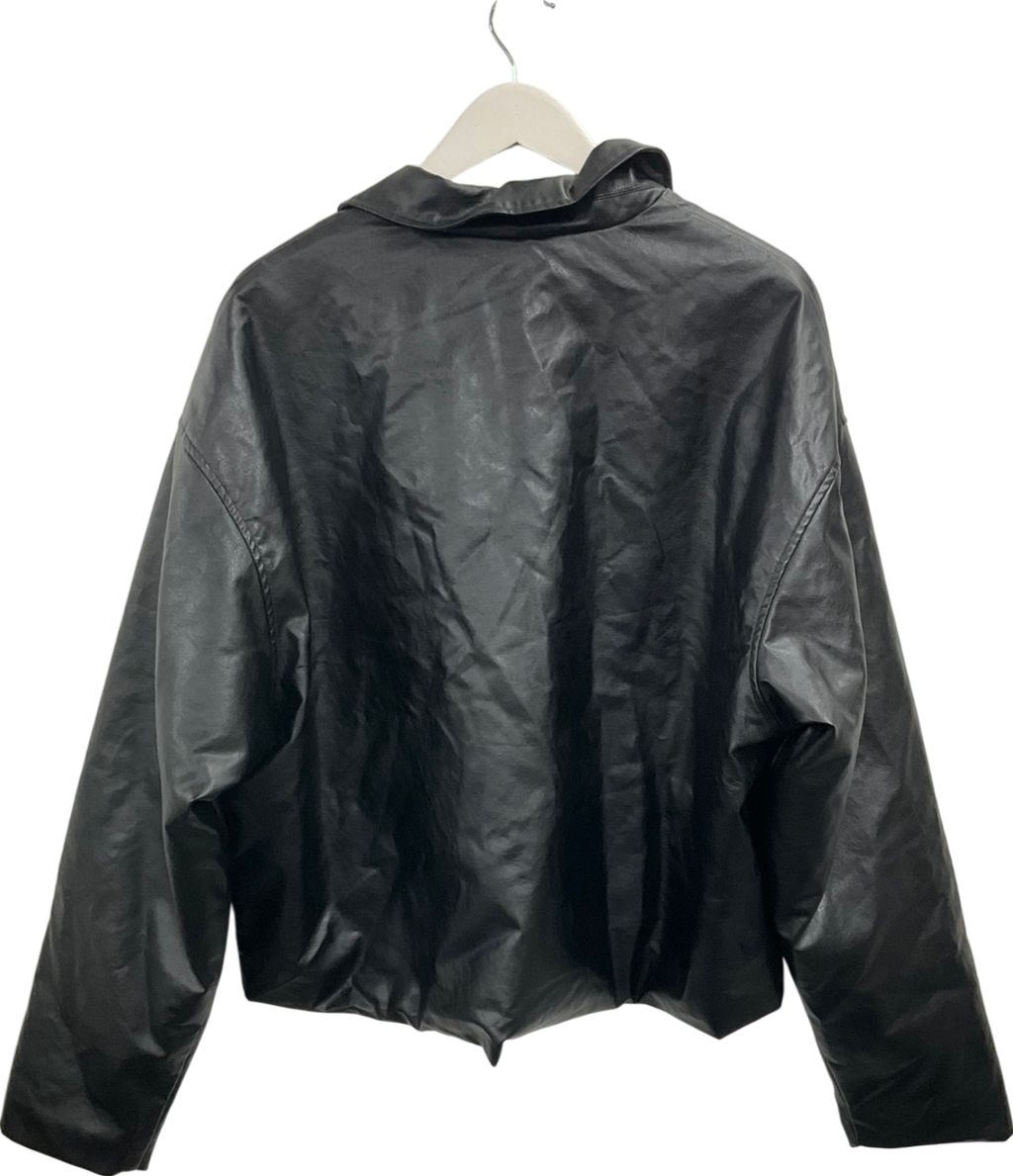 boohooMan Boxy Pu Harrington Jacket In Black UK L