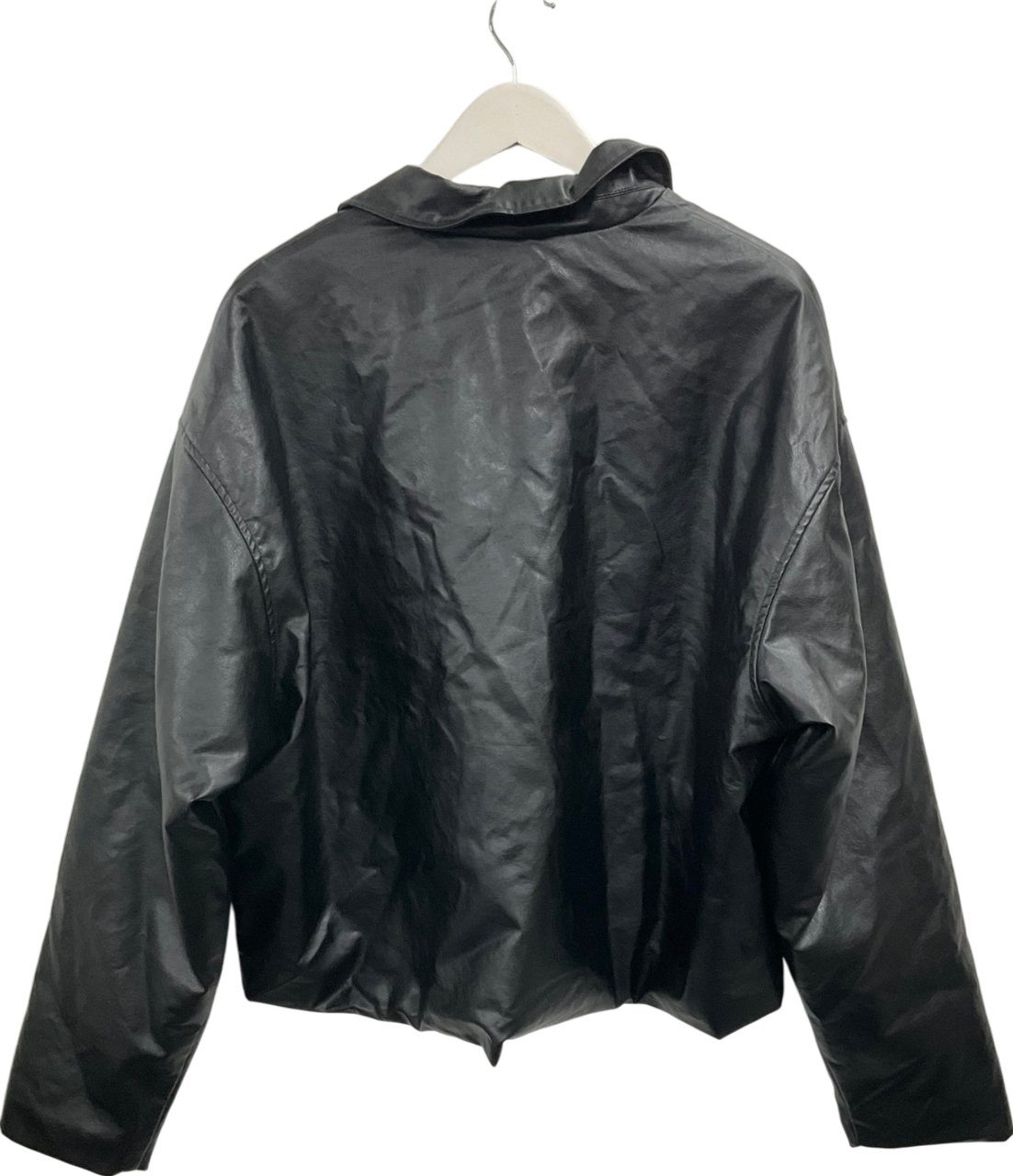 boohooMan Boxy Pu Harrington Jacket In Black UK L