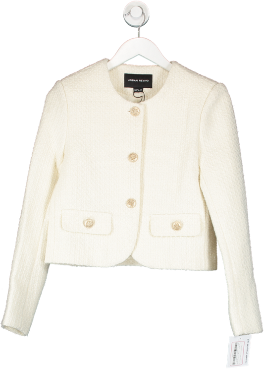 Urban Revivo Cream Tweed Jacket with gold buttons UK 8