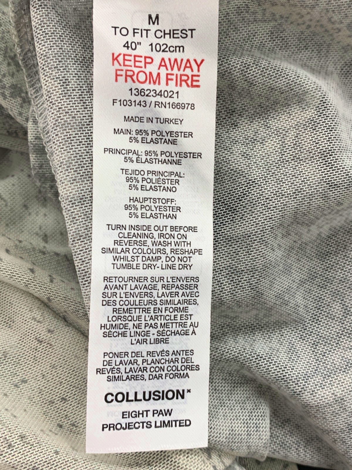 Collusion Grey Long Sleeve Mesh Top UK M