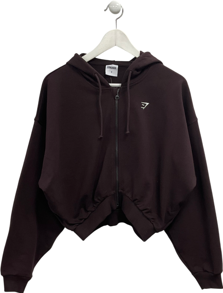 gymshark Brown Lifting Club Cropped Zip Hoodie UK S