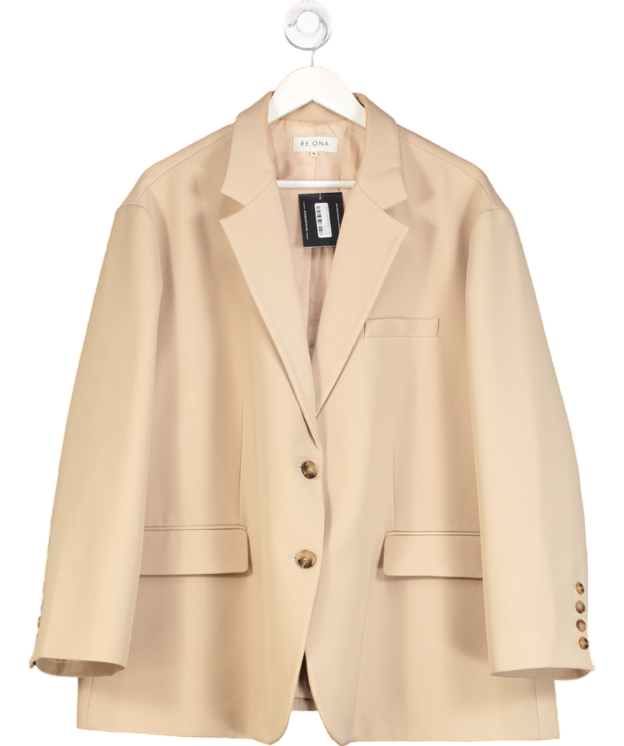 Re Ona Beige Oversized Blazer UK M