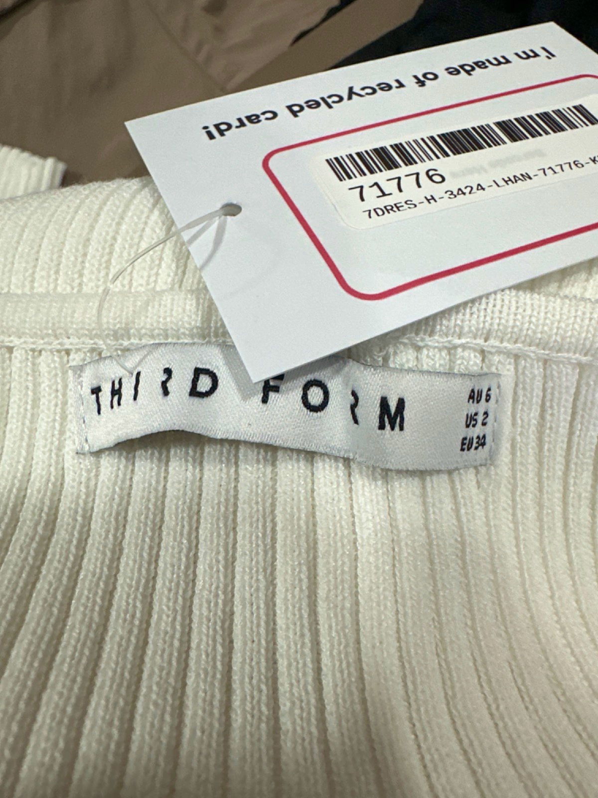 Third Form White Ribbed Knit Dress UK 6