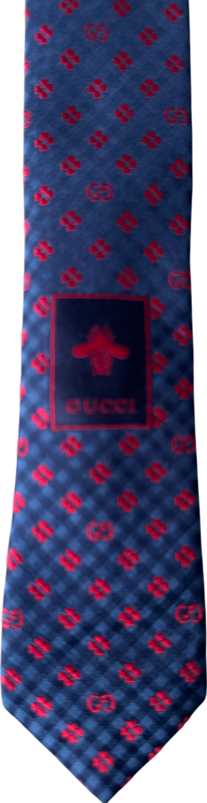 GUCCI Blue Navy / Red GG 100% Silk Jacquard Tie