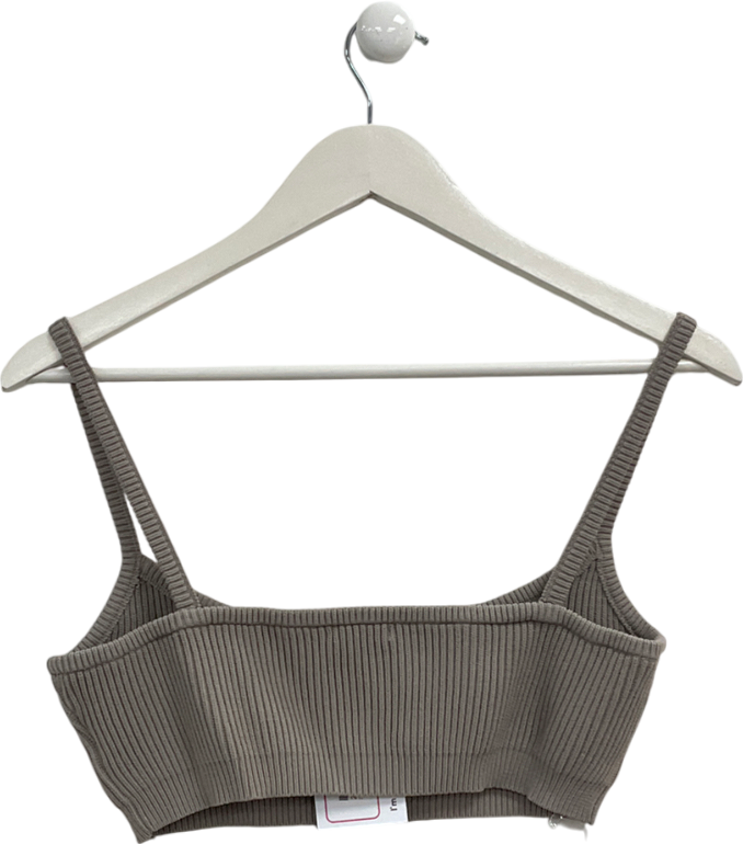 House of CB Grey Taupe Ribbed Knit Bralett UK L