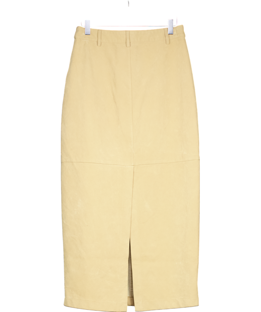 NA-KD Beige Faux Suede Midi Skirt UK 8