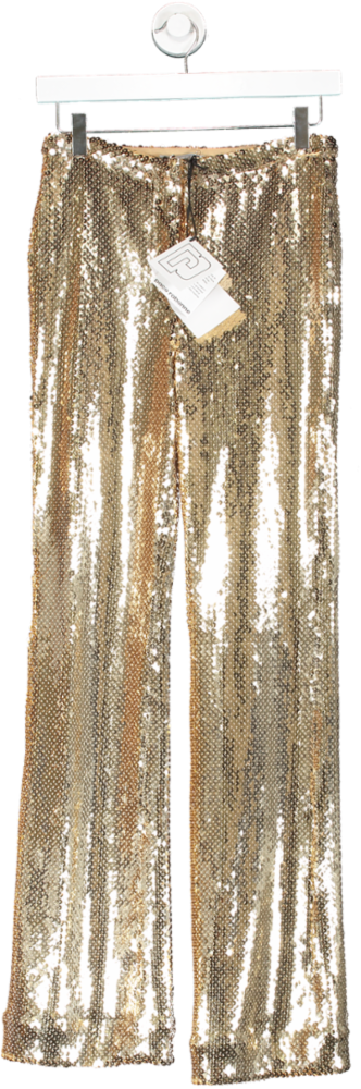 Paco Rabanne Metallic Sequin Straight Pants UK 6