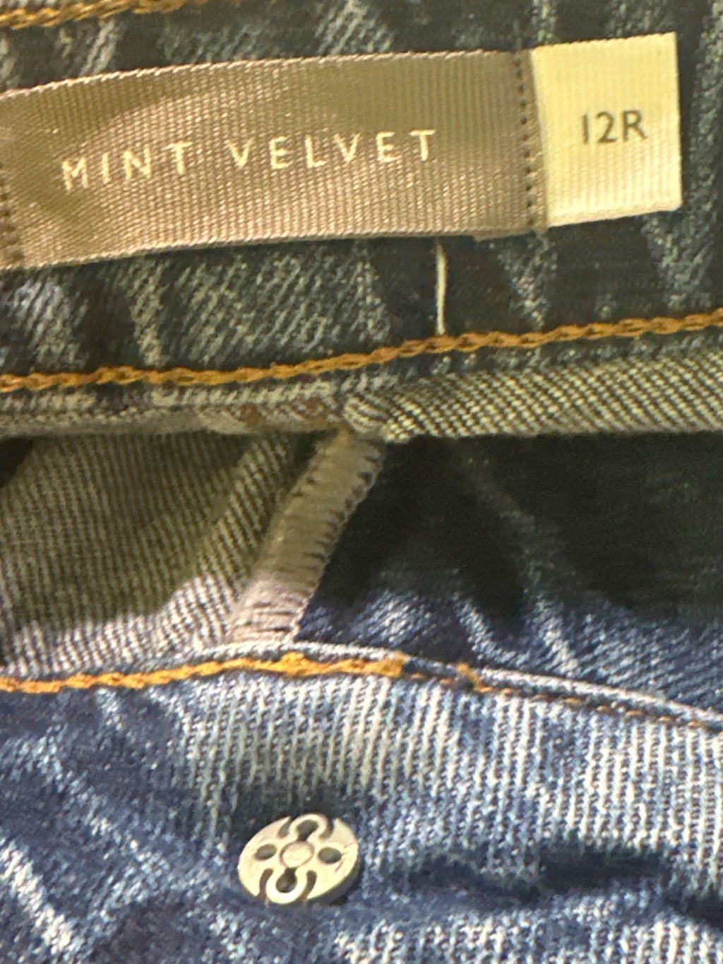 Mint Velvet Mid Indigo Slim Jeans UK 12R split hem