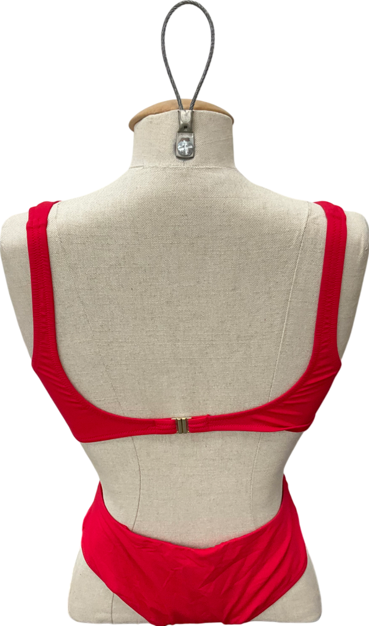 Melissa Odabash Red Over The Shoulder V-neck Cut Out Swimsuit UK S/M