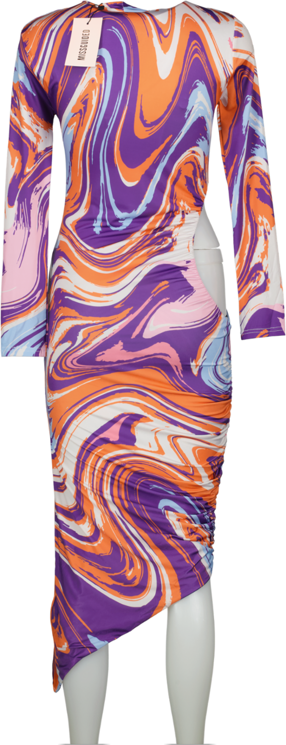 Missguided Multicoloured High Neck Cut Out Midaxi Dress Marble Print Bnwt UK 10