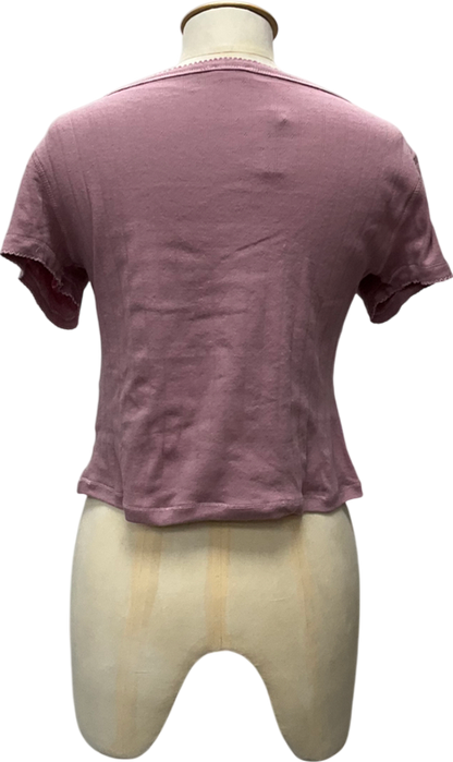 Free People Pink End Game Stretch-cotton T-shirt UK M