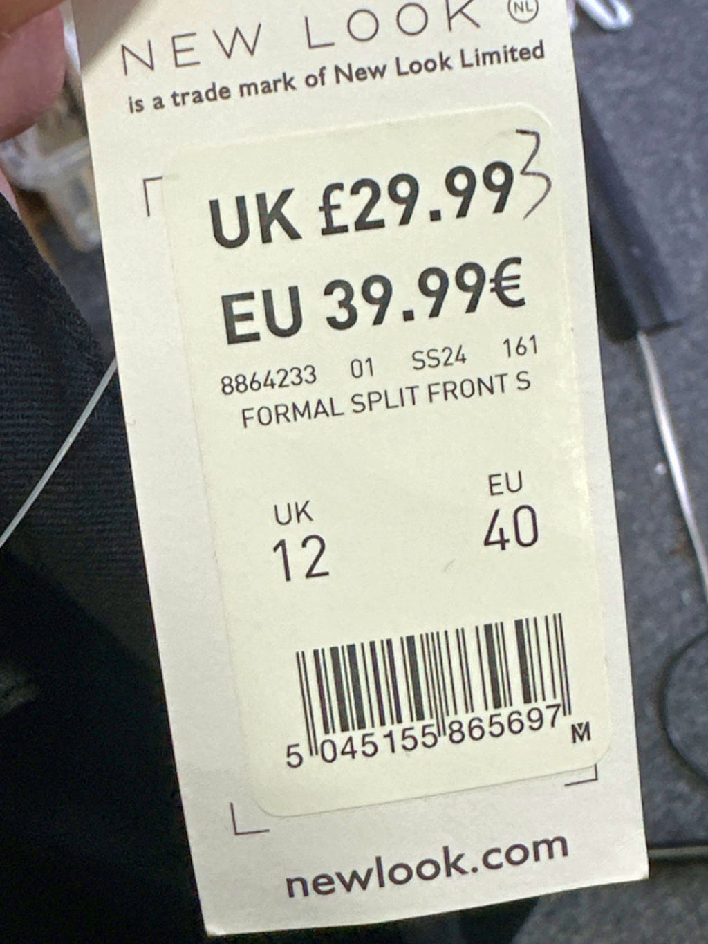 New Look Black Formal Split Front Skirt UK 12